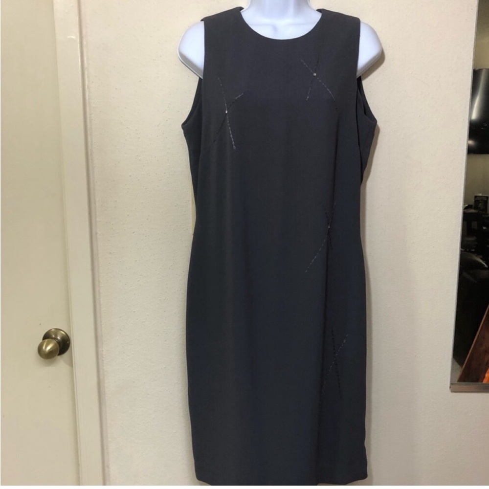 David Warren New York Womens Career Sheath Dress Size 8 Gray Cutout Back Cutout